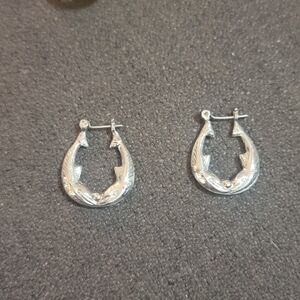 Elegant Sterling Silver 925 Dolphin Hoop Errings